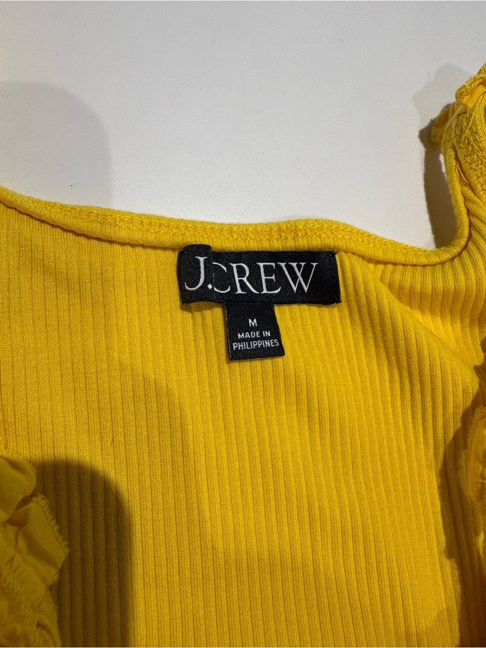 J.Crew Mustard Yellow Ribbed Ruffle Strap Tank Top M - Picture 7 of 11